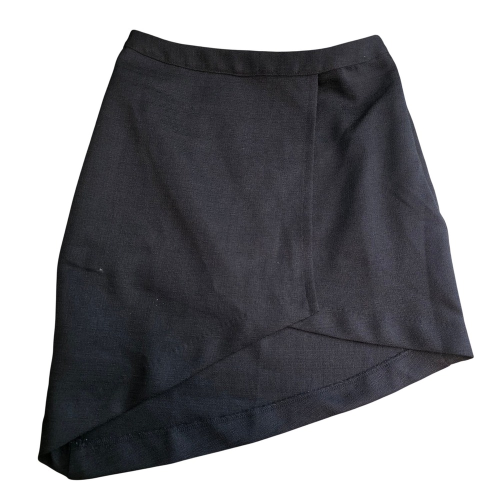 Tobi Black Asymmetrical Tulip Hem Mini Skirt Textured Woven Size Small BBK1604CR